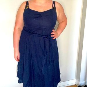 Navy blue fit and flare cami dress